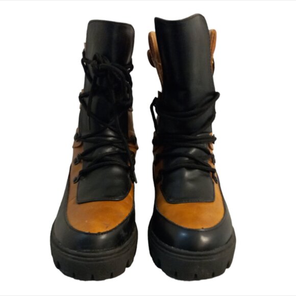 Bamboo Womens Ankle Boots Brown Black Lace Up Combat Snow Size 7 - Picture 3 of 13